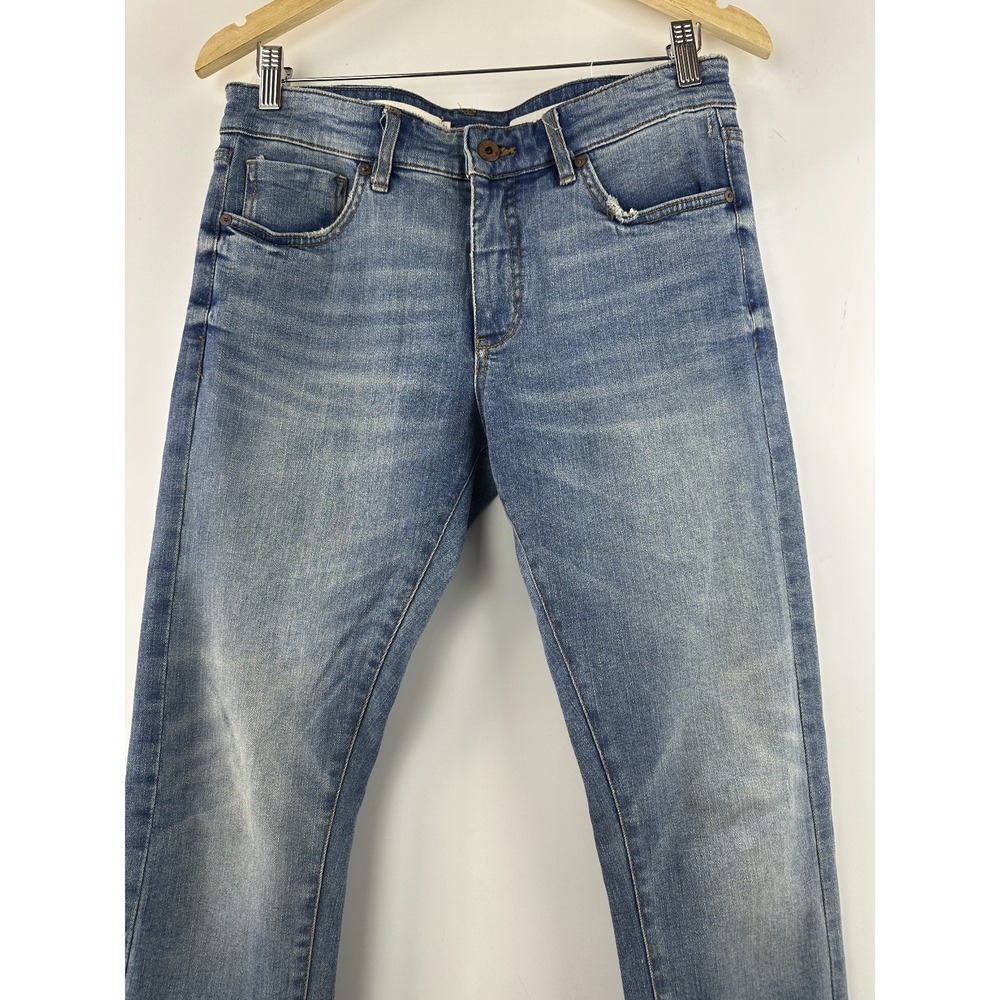Pilcro Anthropologie Blue Denim Jeans Embellished Cuff Boho Festival Straight 28 - Picture 3 of 16